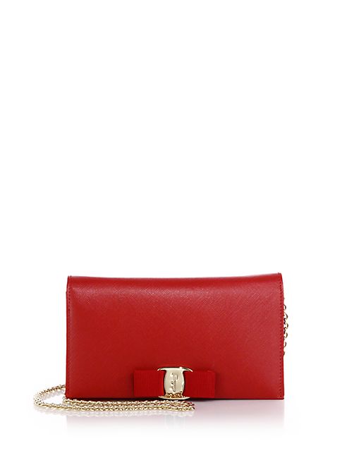 Salvatore Ferragamo - Miss Vara Saffiano Leather Bow Chain Wallet