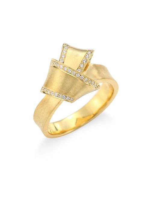 Carelle - Jumbo Knot Diamond-Trim 18K Yellow Gold Ring