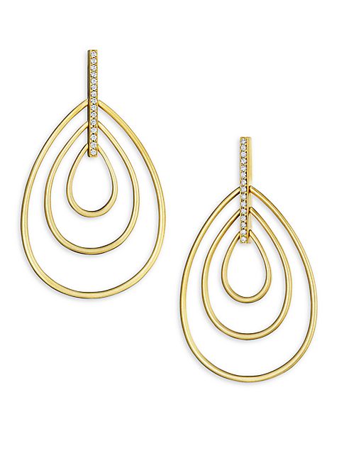 Carelle - Moderne Diamond & 18K Yellow Gold Trio Teardrop Earrings