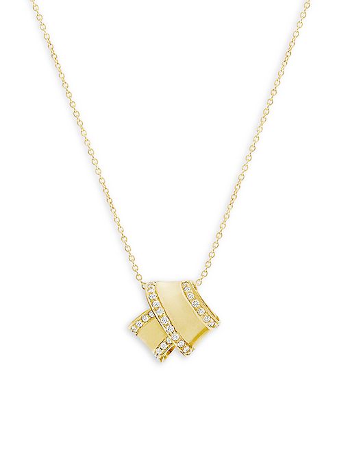 Carelle - Knot Diamond & 18K Yellow Gold Pendant Necklace