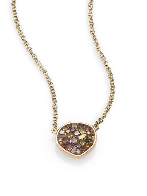 Plevé - Cinnamon Diamond & 18K Yellow Gold Small Pebble Pendant Necklace