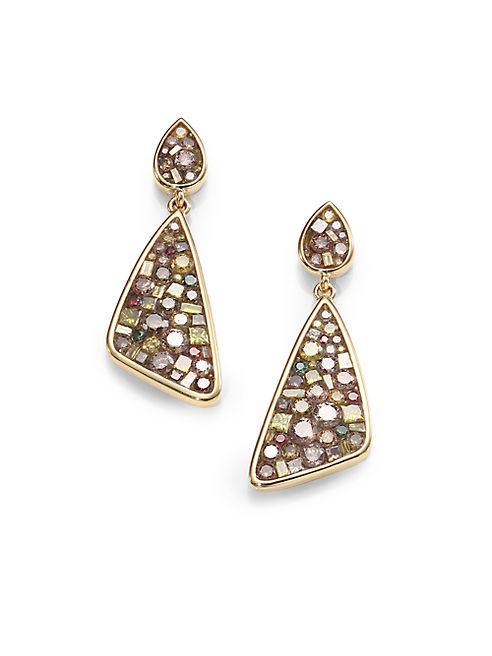 Plevé - Cinnamon Diamond & 18K Yellow Gold Mini Kite Earrings