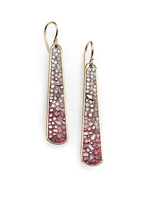 Plevé - Raspberry Ombré Diamond & 18K Yellow Gold Stiletto Drop Earrings