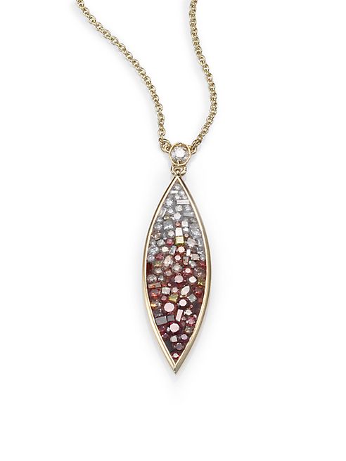 Plevé - Raspberry Diamond & 18K Yellow Gold Ombré Marquis Pendant Necklace