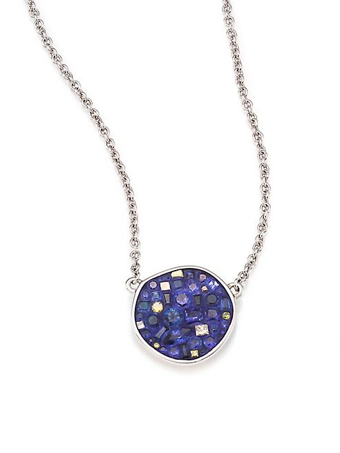 Plevé - Deep Ocean Diamond, Blue Sapphire & 18K White Gold Pebble Pendant Necklace