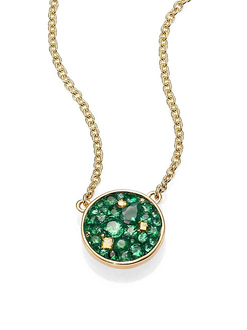 Plevé - Verde Tsavorite, Diamond & 18K Yellow Gold Disc Pendant Necklace