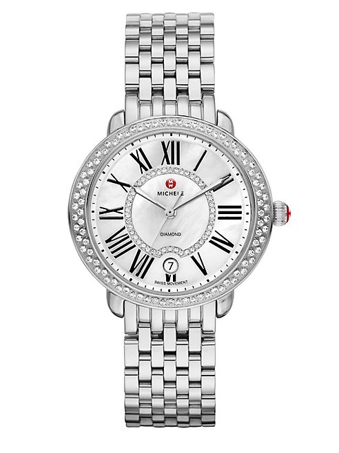 Michele Watches - Serein 16 Diamond, Mother-Of-Pearl & Stainless Steel Bracelet Watch