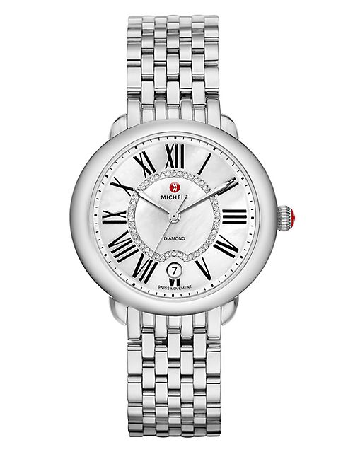 Michele Watches - Serein 16 Diamond, Mother-Of-Pearl & Stainless Steel Bracelet Watch