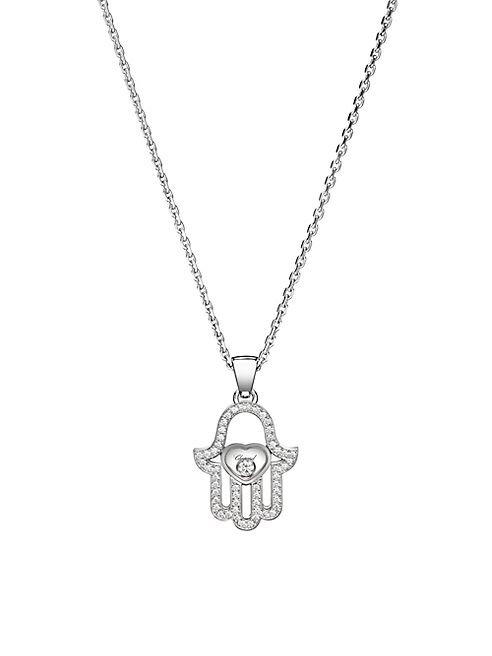 Chopard - Happy Diamonds Pave Hamsa Hand Diamond & 18K White Gold Pendant Necklace