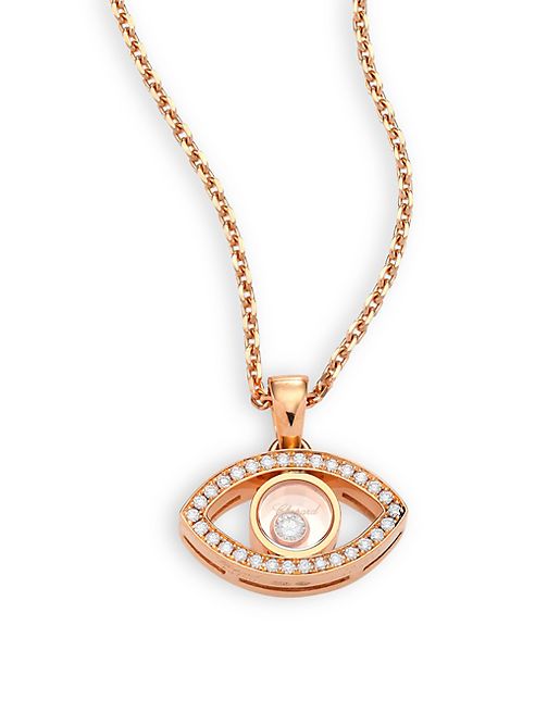 Chopard - Happy Diamonds & 18K Rose Gold Evil Eye Pendant Necklace