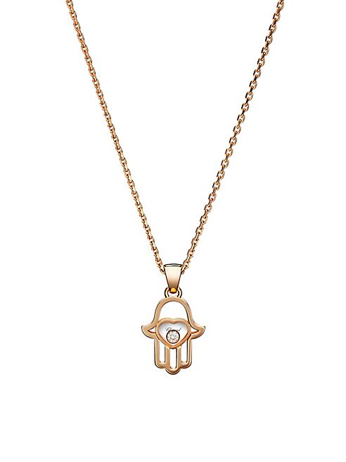 Chopard - Happy Diamonds Hamsa Hand Diamond & 18K Rose Gold Pendant Necklace