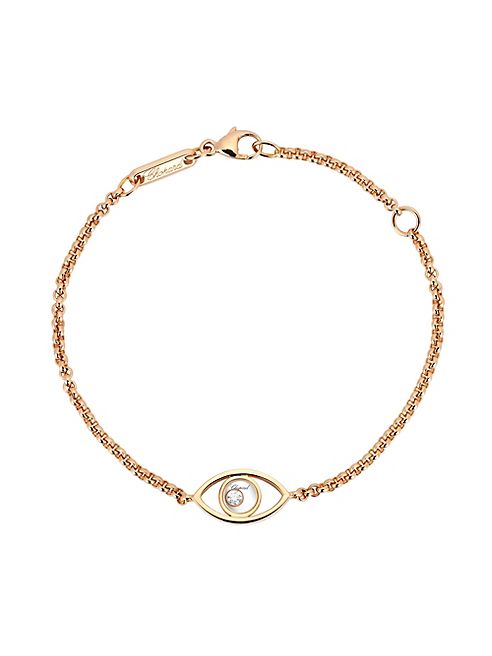 Chopard - Happy Diamonds Evil Eye Diamond & 18K Rose Gold Chain Bracelet