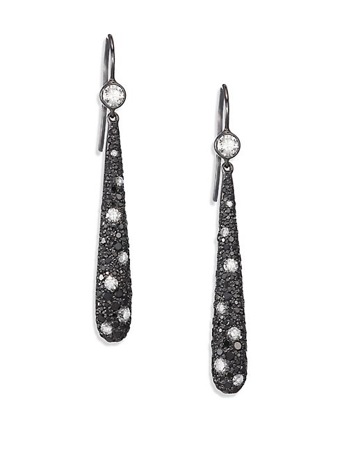 Kwiat - Cobblestone Black/White Diamond & 18K White Gold Teardrop Earrings