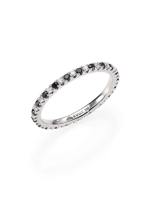 Kwiat - Black/White Diamond & 18K White Gold Eternity Stacking Ring