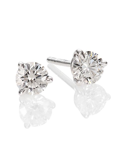 Kwiat - Diamond & Platinum Stud Earrings/0.7 TCW