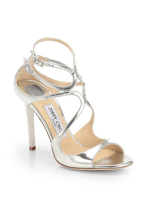 Jimmy Choo - Lang 100 Strappy Mirror Leather Sandals