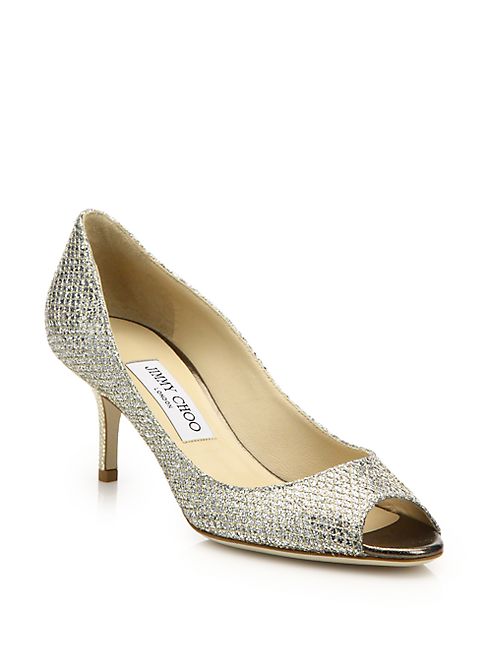 Jimmy Choo - Isabel 65 Glitter Peep Toe Pumps