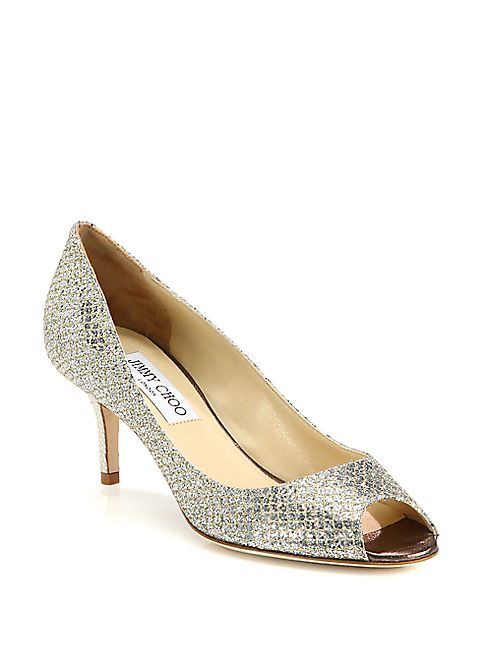 Jimmy Choo - Isabel 70 Glitter Peep Toe Pumps