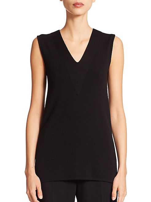 Akris - Architecture Collection Sleeveless V-Neck Wool Shell