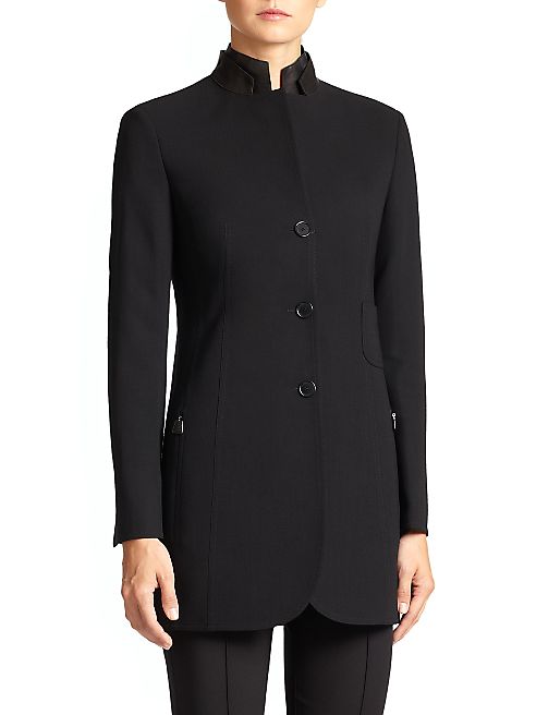 Akris - Architecture Collection Parker Leather-Collar Jacket