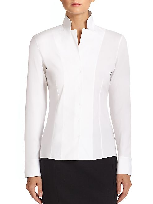 Akris - Architecture Collection Stand-Collar Poplin Blouse