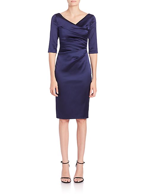 Talbot Runhof - Ruched Satin Sheath