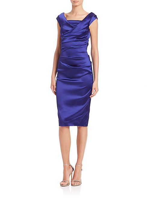 Talbot Runhof - Ruched Satin Sheath