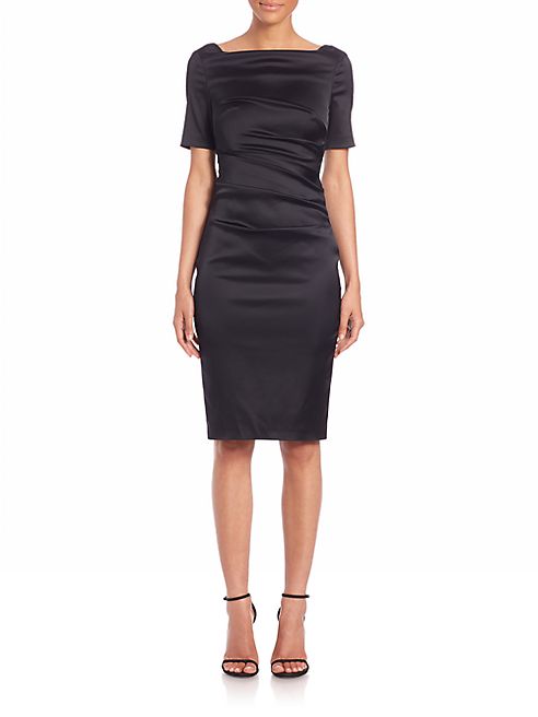 Talbot Runhof - Ruched Satin Sheath