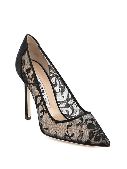 Manolo Blahnik - BB 105 Lace & Satin Pumps