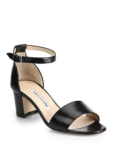 Manolo Blahnik - Lauratom Leather Ankle-Strap Sandals