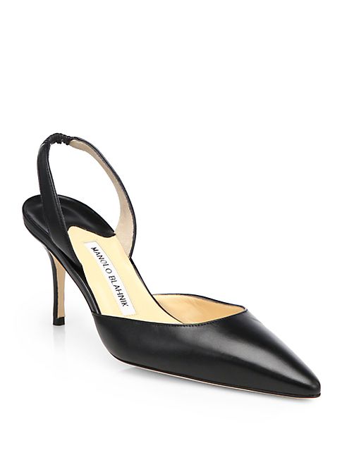 Manolo Blahnik - Carolyne Leather Slingback Pumps