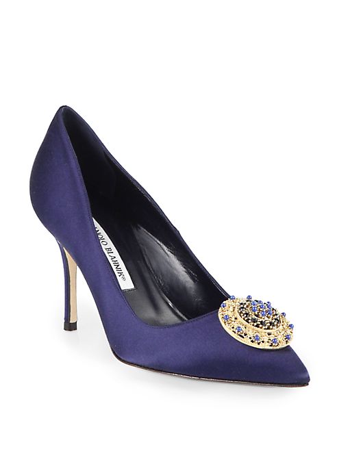 Manolo Blahnik - Giuba Jeweled Satin Pumps