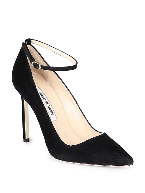 Manolo Blahnik - BB 105 Suede Ankle-Strap Pumps