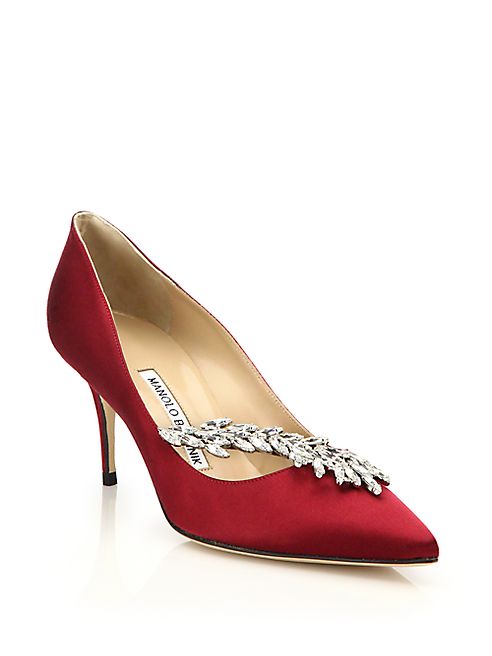 Manolo Blahnik - Nadira 70 Crystal-Detailed Satin Pumps