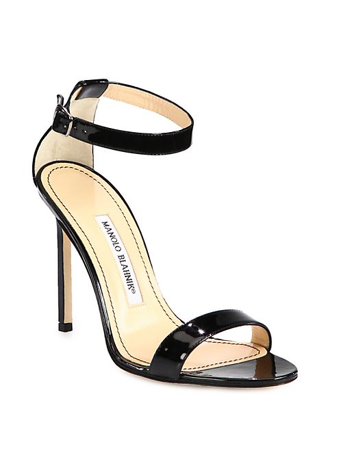 Manolo Blahnik - Chaos Patent Leather Ankle-Strap Sandals