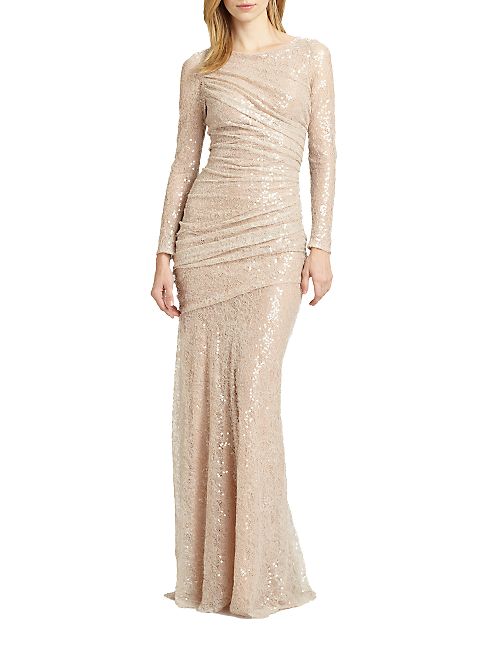 Carmen Marc Valvo - Sequined Lace Gown