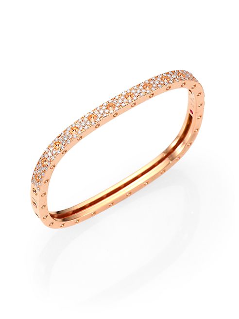 Roberto Coin - Pois Moi Pavé Diamond & 18K Rose Gold Single-Row Bangle Bracelet