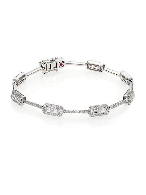 Roberto Coin - Baguette Deco Diamond & 18K White Gold Classic Bracelet