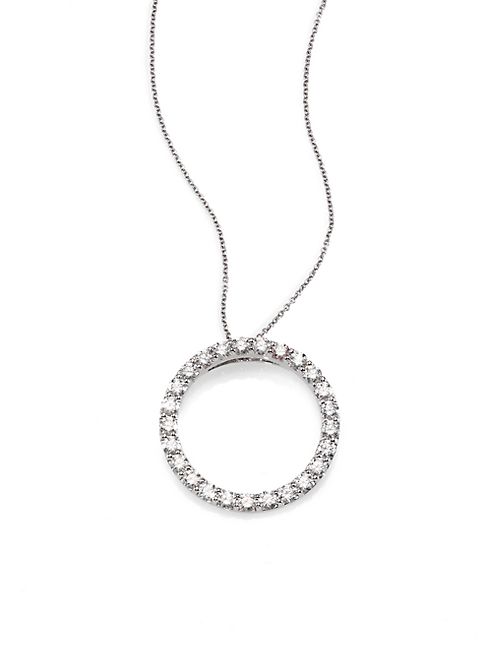 Roberto Coin - Tiny Treasures Diamond & 18K White Gold  Circle Pendant Necklace