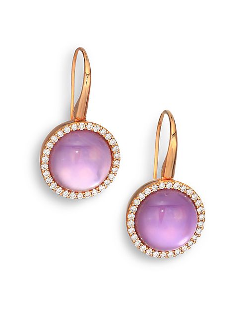 Roberto Coin - Cocktail Amethyst, Mother-Of-Pearl, Diamond & 18K Rose Gold Drop Earrings