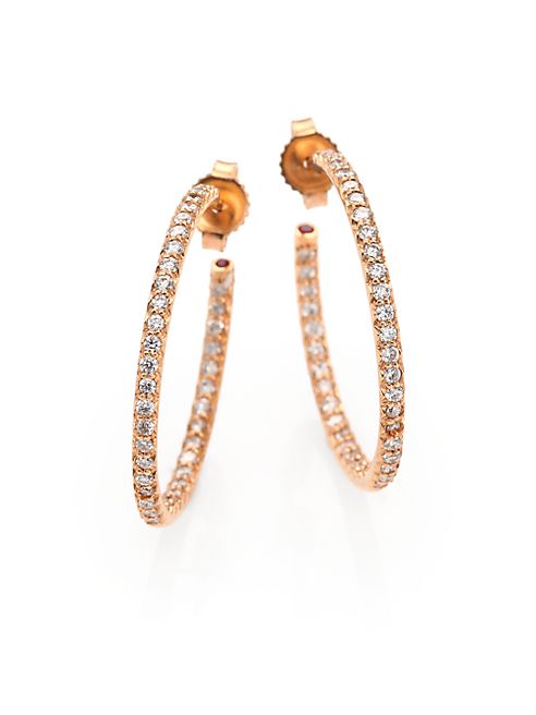 Roberto Coin - Diamond & 18K Rose Gold Inside-Outside Hoop Earrings/1