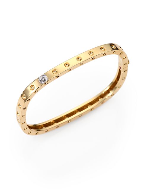 Roberto Coin - Pois Moi Diamond & 18K Yellow Gold Single-Row Bangle Bracelet