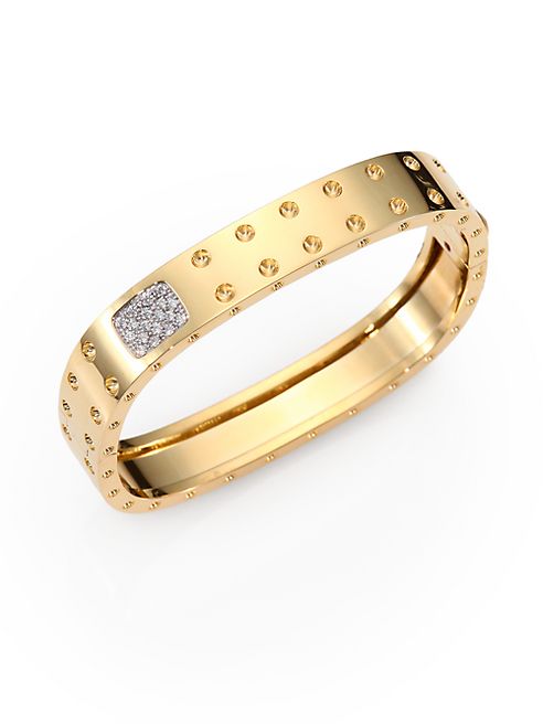 Roberto Coin - Pois Moi Diamond and 18K Yellow Gold Two-Row Bangle Bracelet