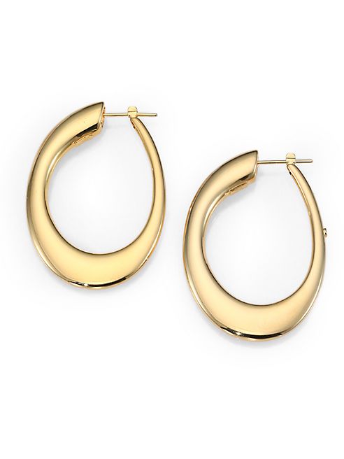 Roberto Coin - 18K Yellow Gold Oval Hoop Earrings/1.8