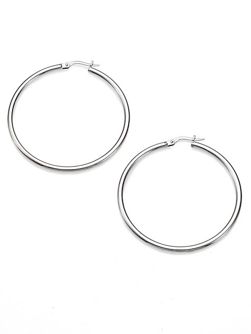 Roberto Coin - 18K White Gold Hoop Earrings/1.75