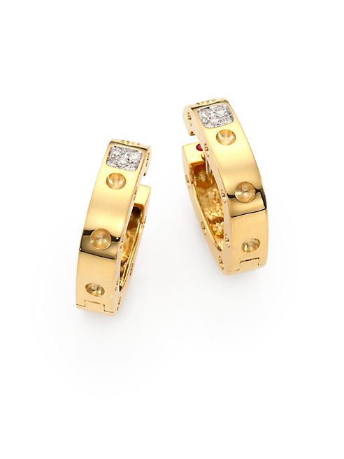 Roberto Coin - Pois Moi Diamond & 18K Yellow Gold Hoop Earrings/0.75