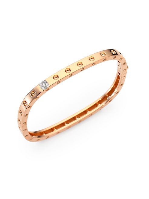 Roberto Coin - Pois Moi Diamond & 18K Rose Gold Single-Row Bangle Bracelet