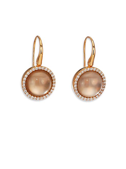 Roberto Coin - Cocktail Smoky Quartz, Mother-Of-Pearl, Diamond & 18K Rose Gold Drop Earrings