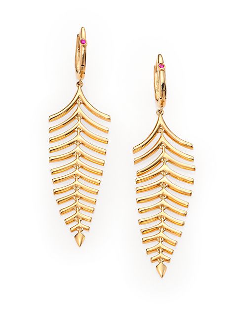 Roberto Coin - 18K Yellow Gold Fishbone Drop Earrings