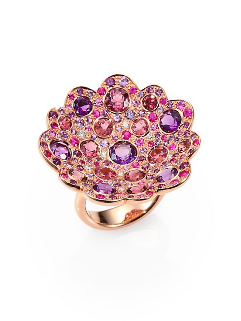 Roberto Coin - Fantasia Semi-Precious Multi-Stone, Diamond & 18K Rose Gold Flower Ring